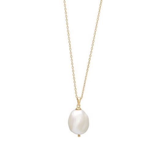 BAROQUE52 halskæde fra Nordahl Andersen i 18 kt forgyldt sølv med stor naturlig ferskvandsperle 45+5 cm.